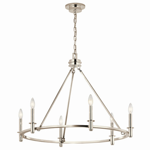 Kichler 52705PN Six Light Chandelier, Polished Nickel