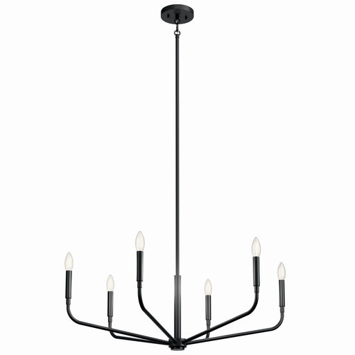 Kichler 52718BK Six Light Chandelier, Black