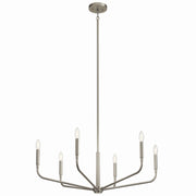 Kichler 52718NI Six Light Chandelier, Brushed Nickel
