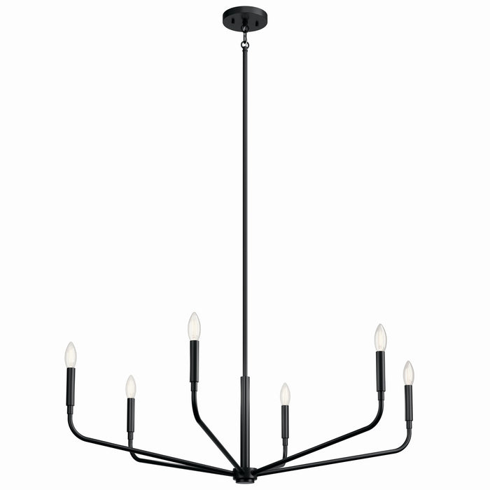 Kichler 52719BK Six Light Chandelier, Black