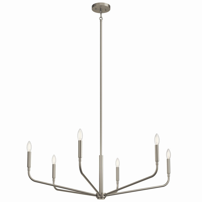 Kichler 52719NI Six Light Chandelier, Brushed Nickel