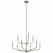 Kichler 52720NI Nine Light Chandelier, Brushed Nickel