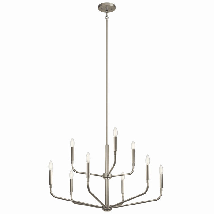 Kichler 52720NI Nine Light Chandelier, Brushed Nickel