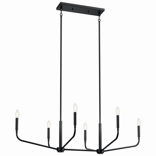Kichler 52721BK Six Light Linear Chandelier, Black