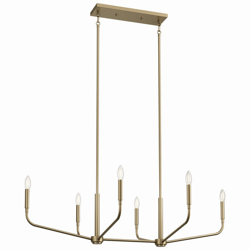 Kichler 52721CPZ Six Light Linear Chandelier, Champagne Bronze