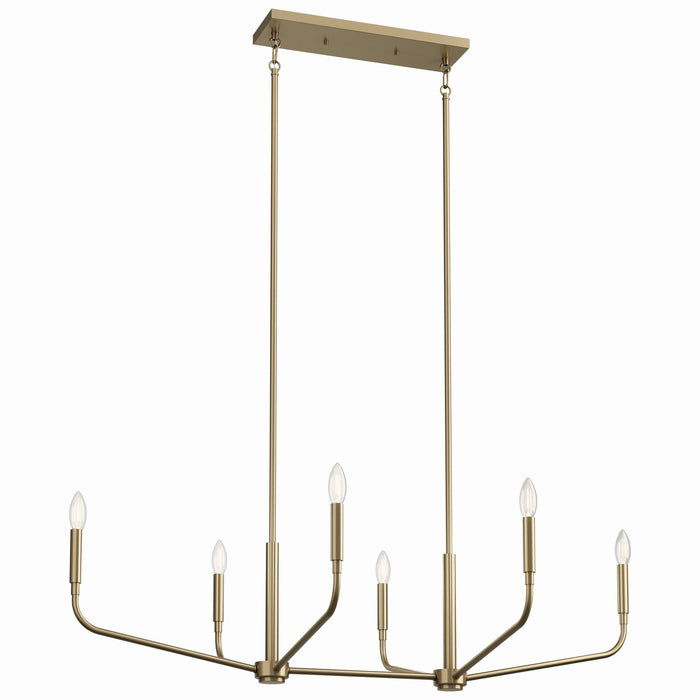 Kichler 52721CPZ Six Light Linear Chandelier, Champagne Bronze