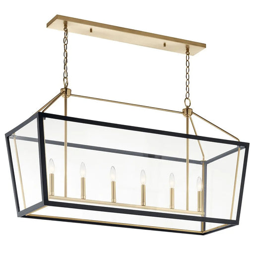 Kichler 52622CPZBK Six Light Linear Chandelier, Champagne Bronze