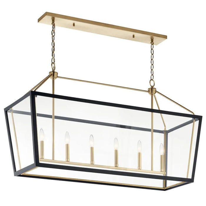 Kichler 52622CPZBK Six Light Linear Chandelier, Champagne Bronze