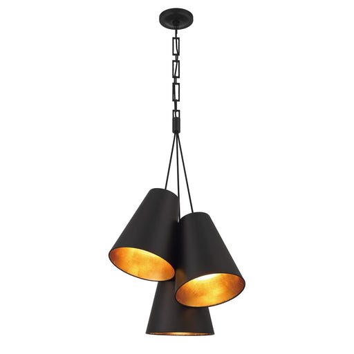 Crystorama 8684-MK-GA Alston Three Light Pendant Matte Black / Antique Gold Main Image.jpg