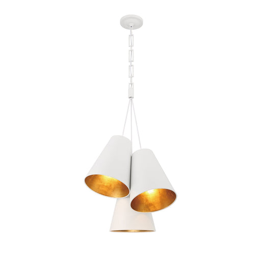 Crystorama 8684-MT-GA Alston Three Light Pendant Matte White / Antique Gold Main Image.jpg