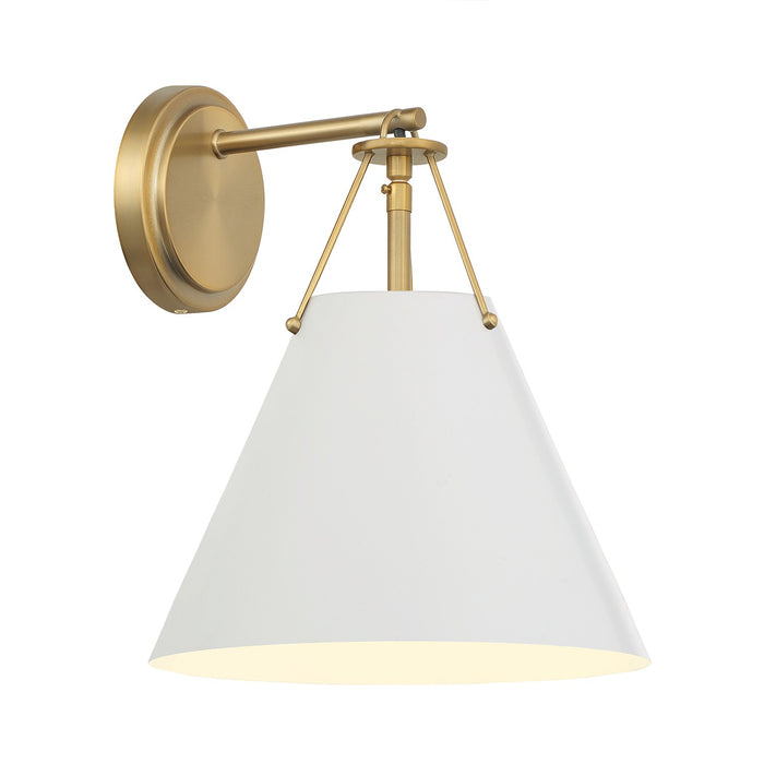 Crystorama XAV-B8311-VG-WH Xavier One Light Wall Sconce Vibrant Gold / White Main Image.jpg