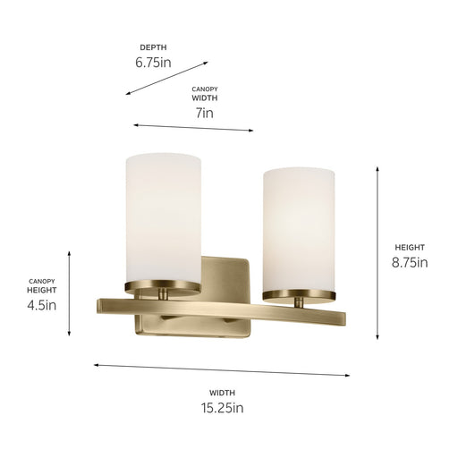 Kichler 45496NBR Two Light Bath, Natural Brass (2)