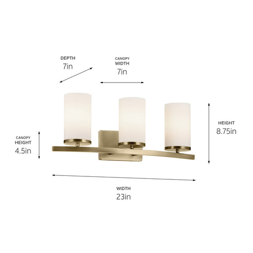 Kichler 45497NBR Three Light Bath, Natural Brass (2)