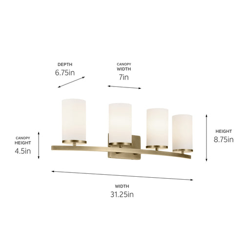 Kichler 45498NBR Four Light Bath, Natural Brass (2)