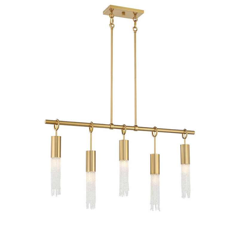 Savoy House 1-1365-5-322 Five Light Linear Chandelier, Warm Brass