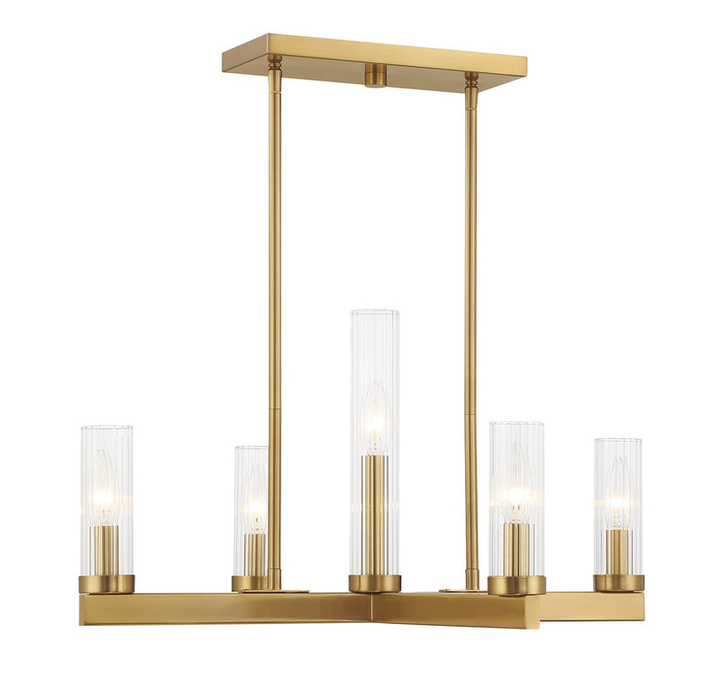 Savoy House 1-2634-5-322 Five Light Chandelier, Warm Brass