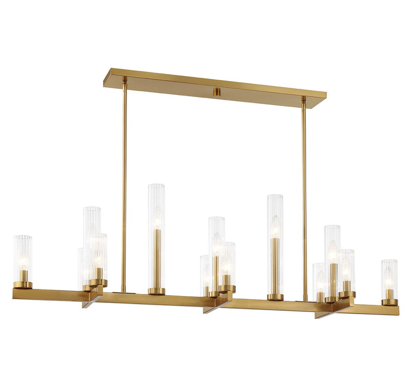 Savoy House 1-2636-13-322 13 Light Linear Chandelier, Warm Brass