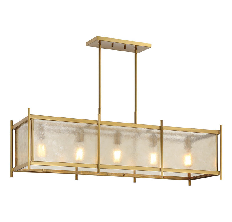 Savoy House 1-3802-5-322 Five Light Linear Chandelier, Warm Brass