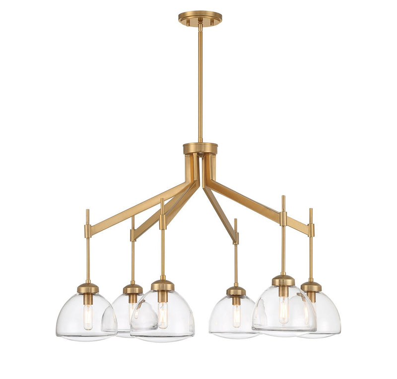 Savoy House 1-9841-6-322 Six Light Chandelier, Warm Brass