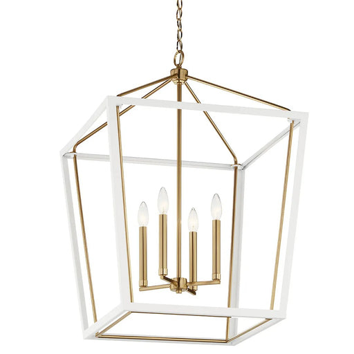 Kichler 52620CPZWH Four Light Foyer Pendant, Champagne Bronze