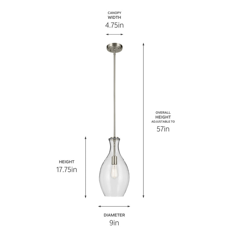 Kichler 42047NI One Light Pendant, Brushed Nickel (3)