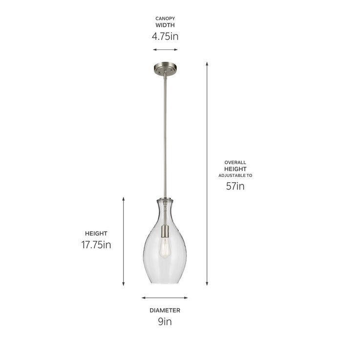 Kichler 42047NI One Light Pendant, Brushed Nickel (3)