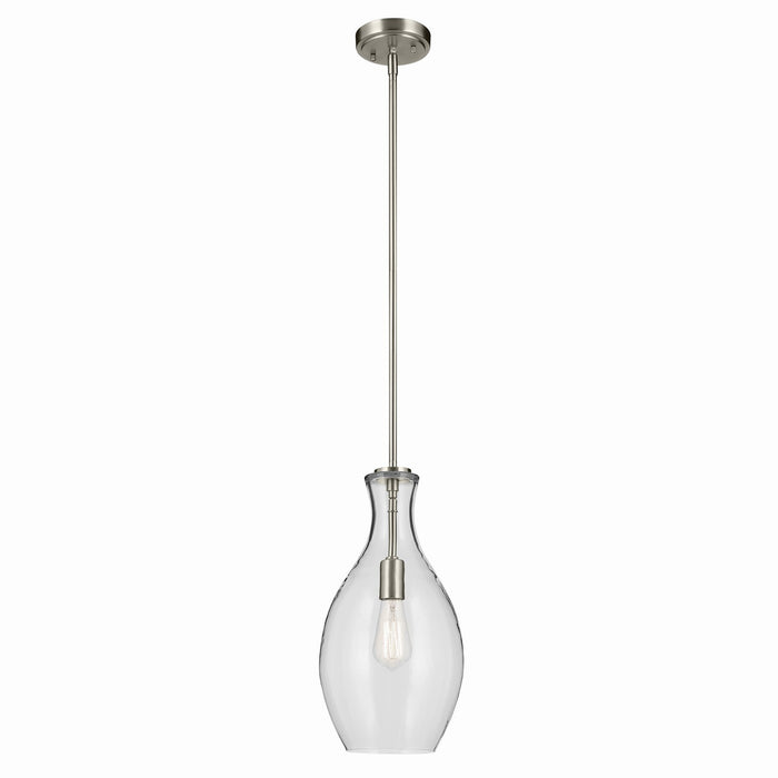 Kichler 42047NI One Light Pendant, Brushed Nickel