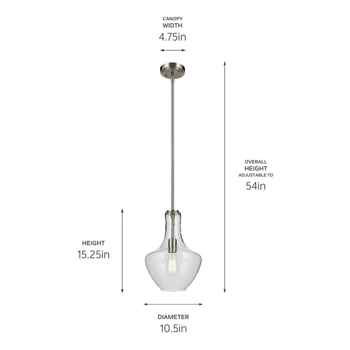 Kichler 42141NI One Light Pendant, Brushed Nickel (3)