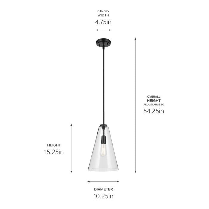 Kichler 42199BK One Light Pendant, Black (3)