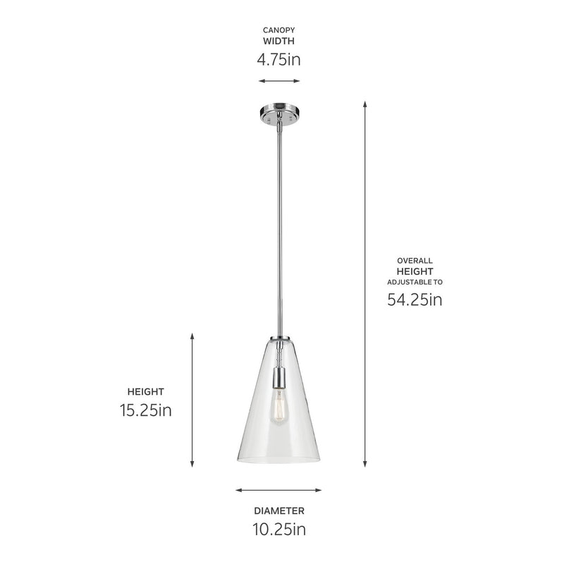 Kichler 42199CH One Light Pendant, Chrome (3)