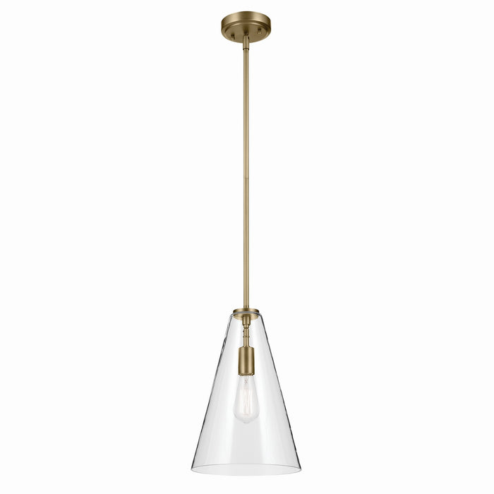 Kichler 42199NBR One Light Pendant, Natural Brass