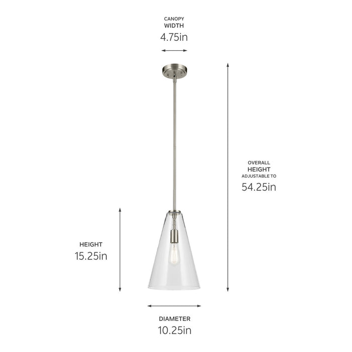 Kichler 42199NI One Light Pendant, Brushed Nickel (3)