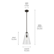 Kichler 42199OZ One Light Pendant, Olde Bronze (3)