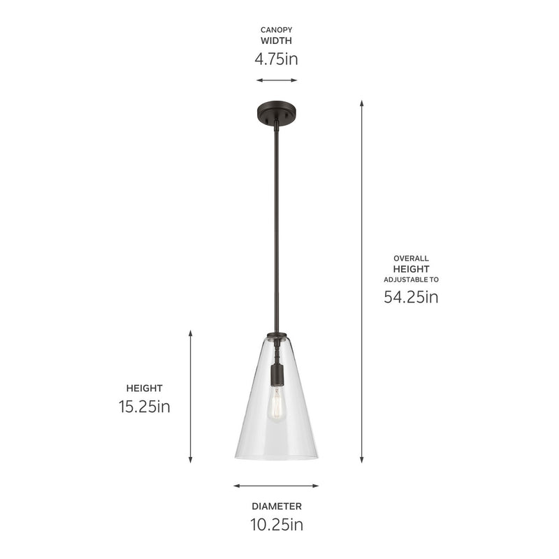 Kichler 42199OZ One Light Pendant, Olde Bronze (3)