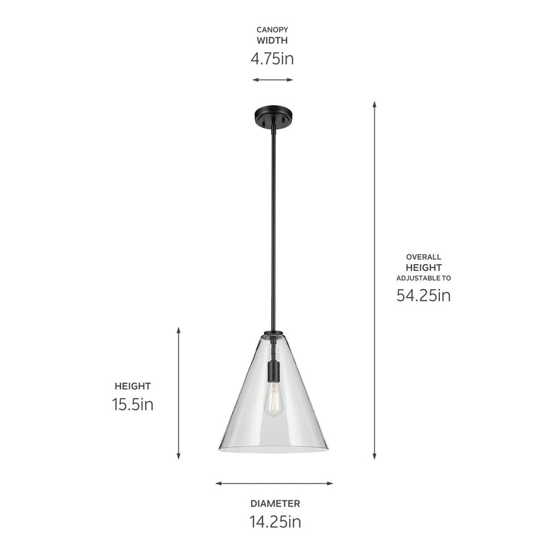 Kichler 42200BK One Light Pendant, Black (3)