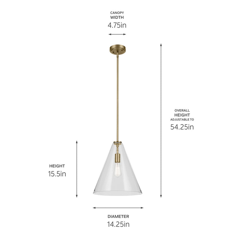 Kichler 42200NBR One Light Pendant, Natural Brass (3)