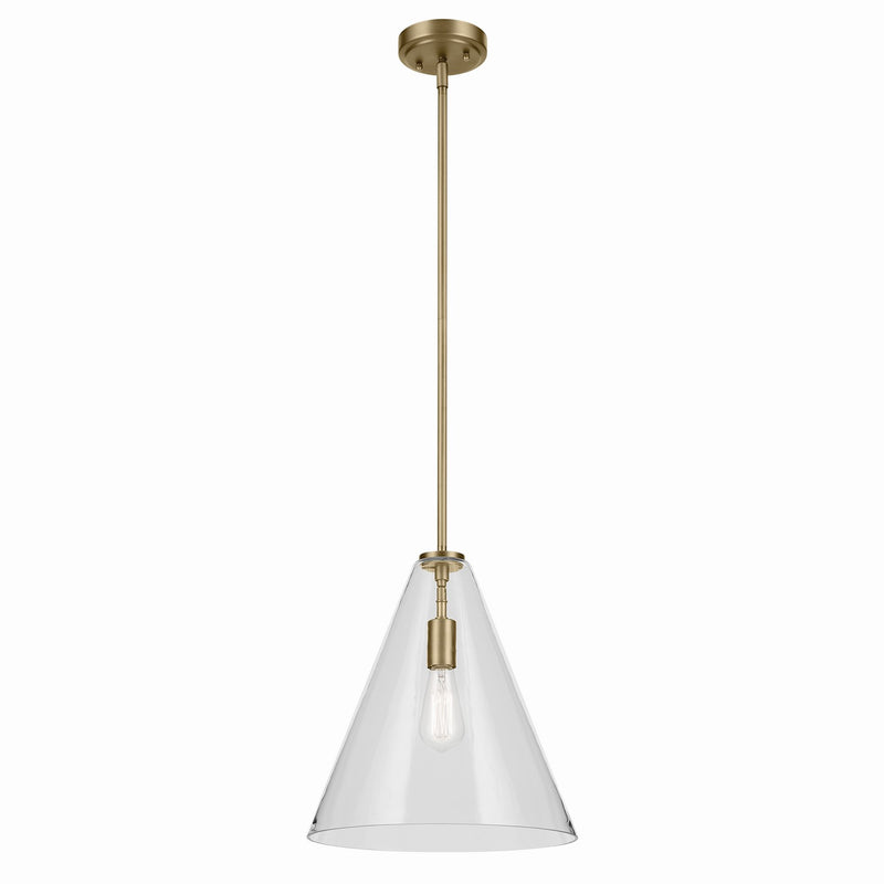 Kichler 42200NBR One Light Pendant, Natural Brass