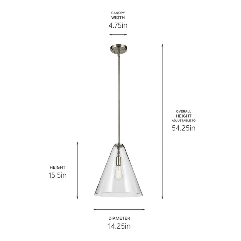 Kichler 42200NI One Light Pendant, Brushed Nickel (3)