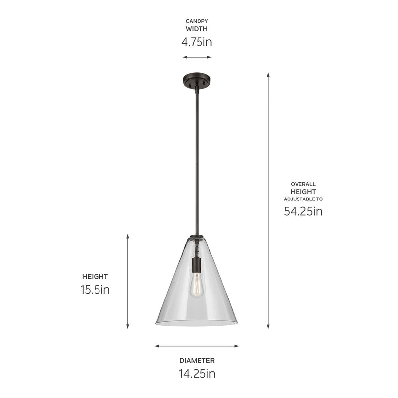 Kichler 42200OZ One Light Pendant, Olde Bronze (3)