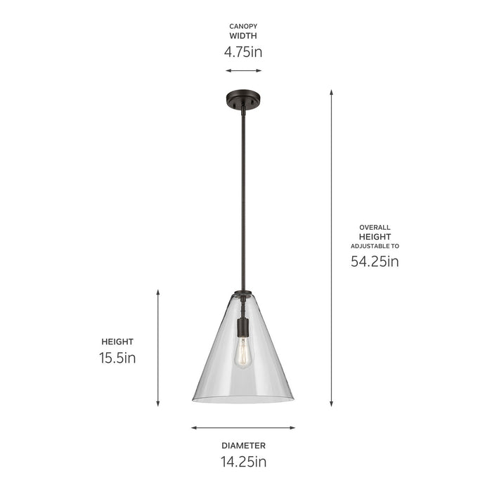 Kichler 42200OZ One Light Pendant, Olde Bronze (3)