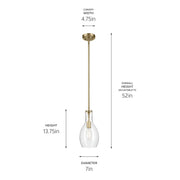 Kichler 42456NBRCS One Light Pendant, Natural Brass (3)