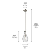 Kichler 42456NI One Light Pendant, Brushed Nickel (3)