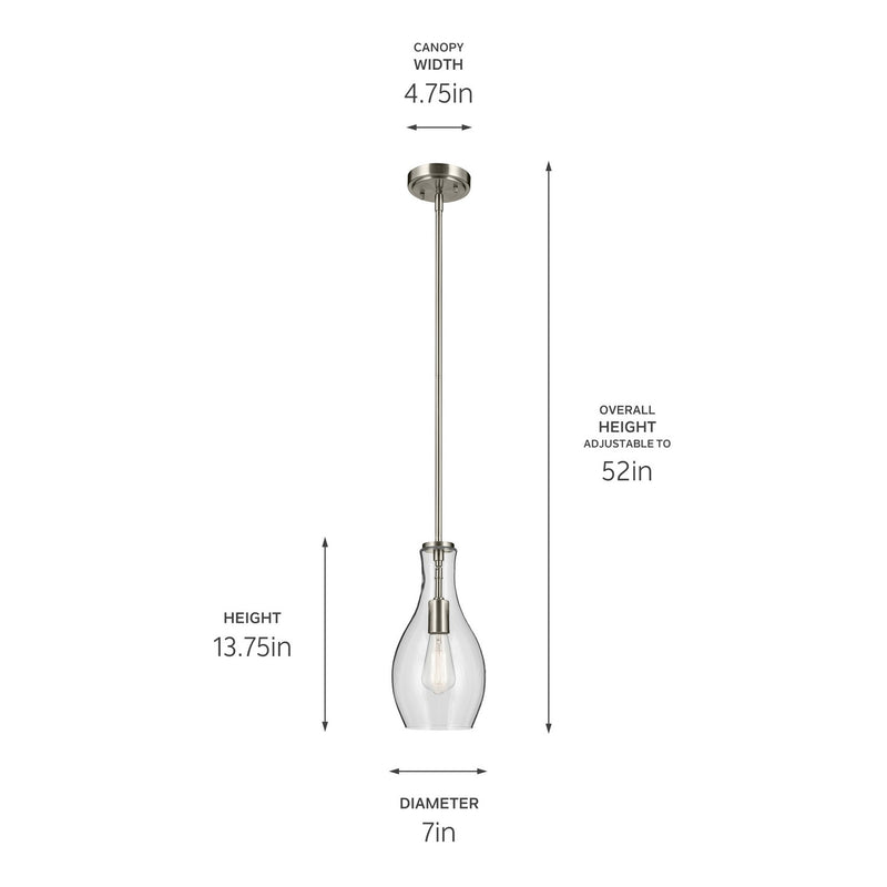 Kichler 42456NI One Light Pendant, Brushed Nickel (3)