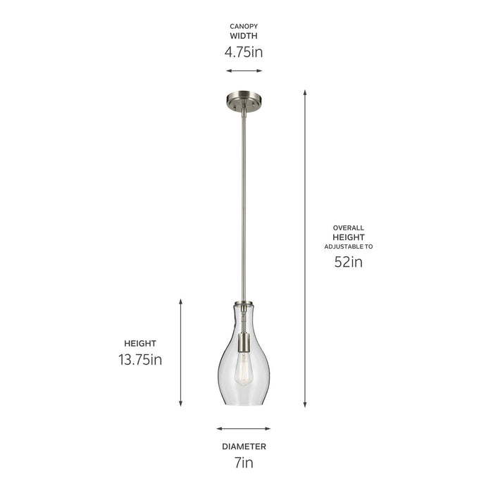 Kichler 42456NI One Light Pendant, Brushed Nickel (3)