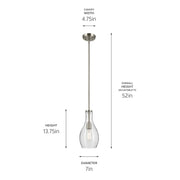 Kichler 42456NICS One Light Pendant, Brushed Nickel (3)