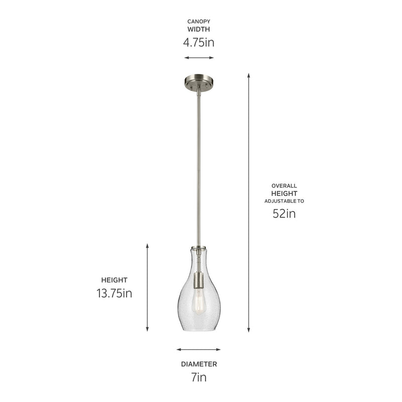 Kichler 42456NICS One Light Pendant, Brushed Nickel (3)