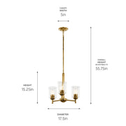 Kichler 43670NBRCLR Three Light Mini Chandelier, Natural Brass (3)