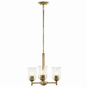 Kichler 43670NBRCLR Three Light Mini Chandelier, Natural Brass