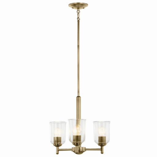 Kichler 43670NBRCLR Three Light Mini Chandelier, Natural Brass