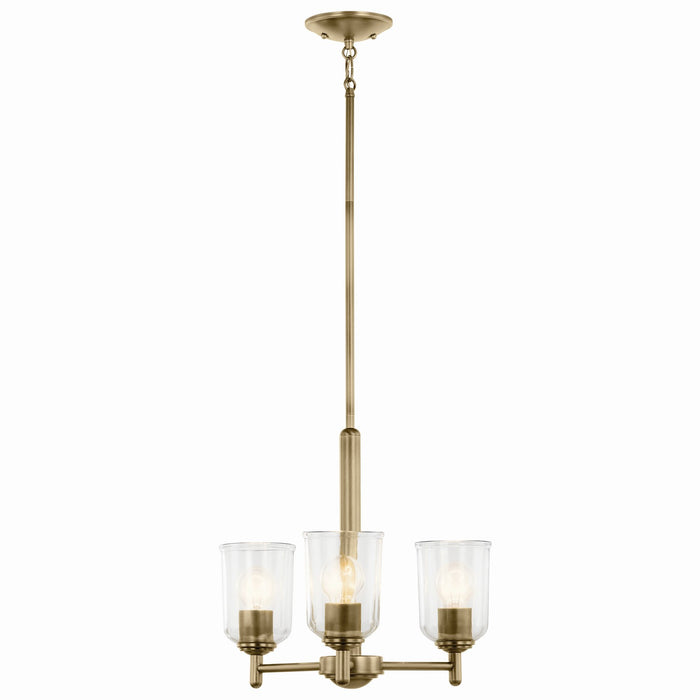 Kichler 43670NBRCLR Three Light Mini Chandelier, Natural Brass